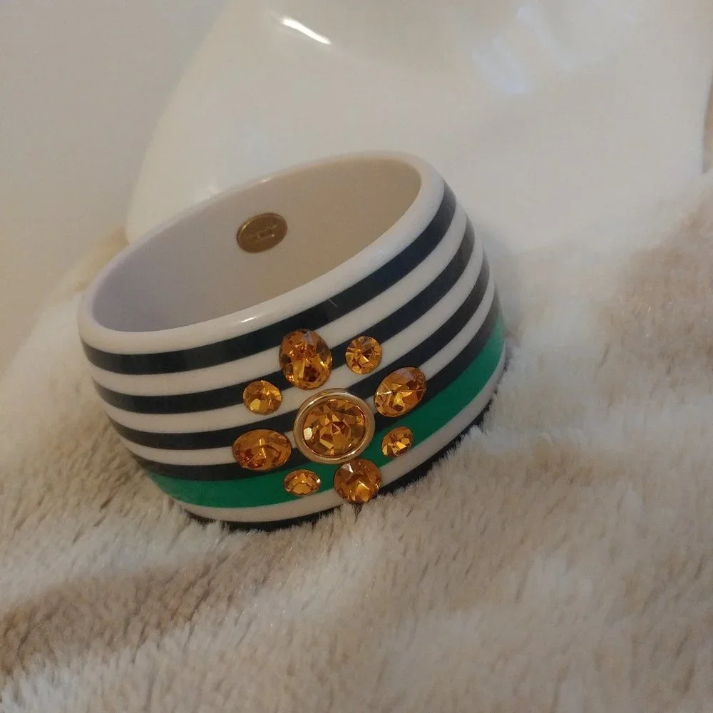 Juicy Couture Blue, Green and White Stripe Bangle EUC - Picture 2 of 5